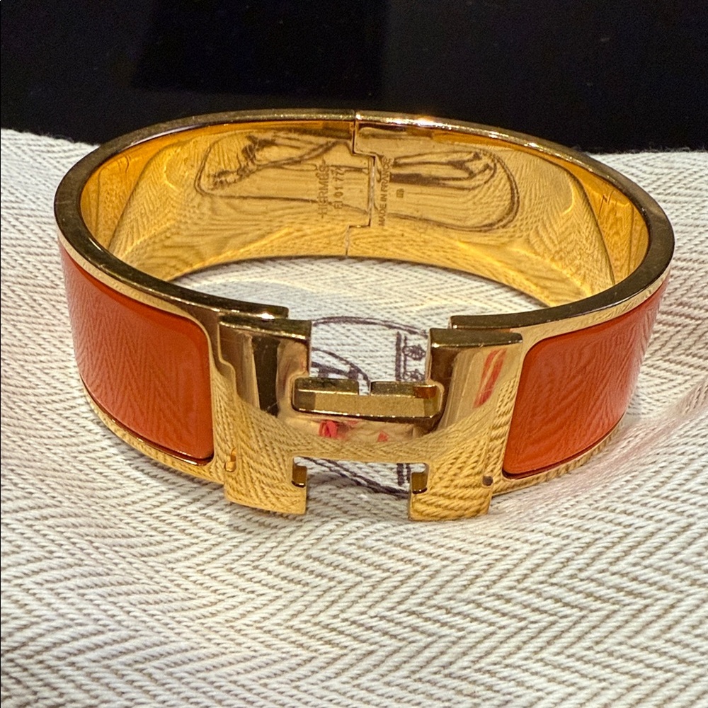 Gold and Orange Enamel Bracelet